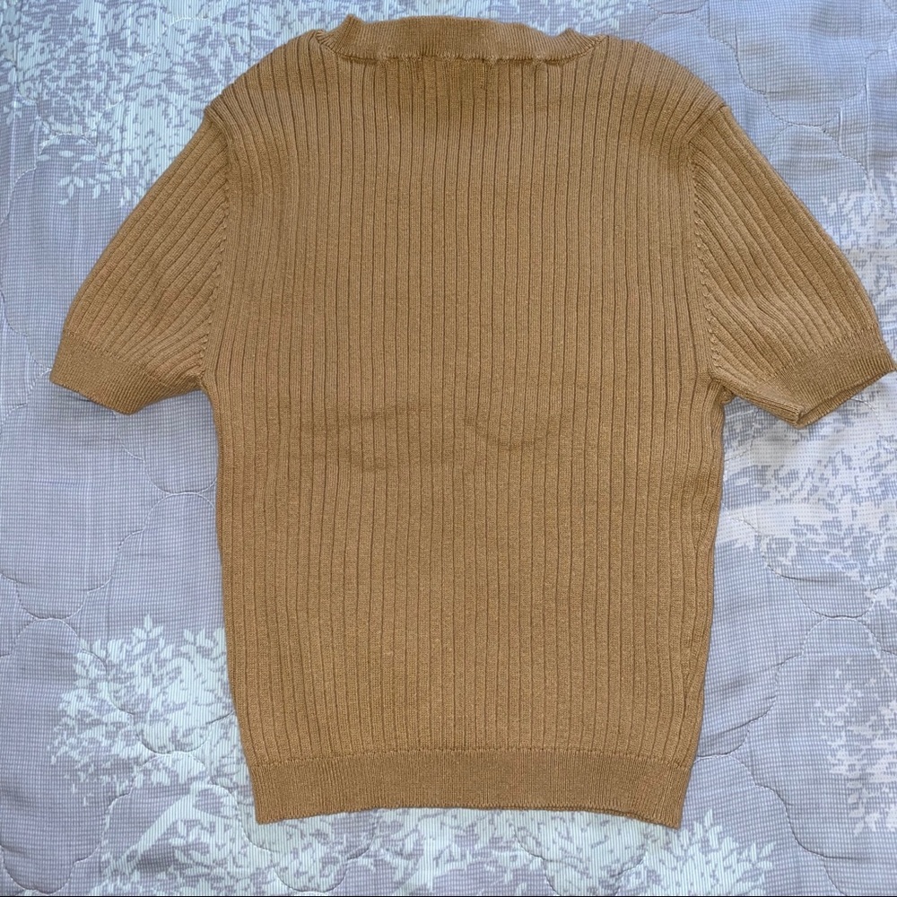 Tan Ribbed Crop Top - Picture 2 of 2